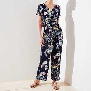 LOFT Navy Floral Jumpsuit